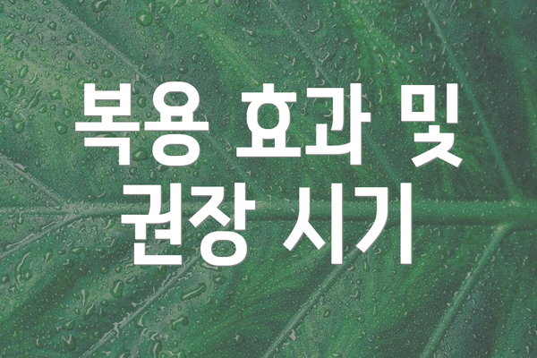 복용 효과 및 권장 시기