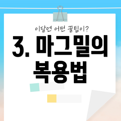3. 마그밀의 복용법