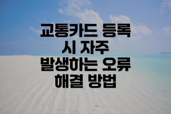교통카드 등록 시 자주 발생하는 오류 해결 방법