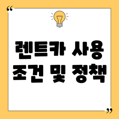 렌트카 사용 조건 및 정책