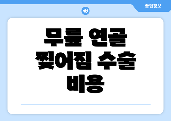 무릎 연골 찢어짐 수술 비용