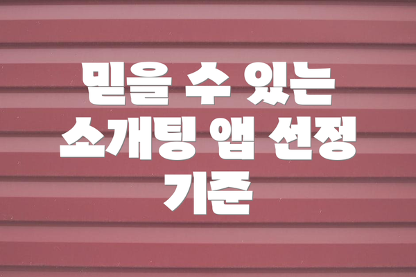 믿을 수 있는 소개팅 앱 선정 기준