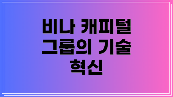 비나 캐피털 그룹의 기술 혁신