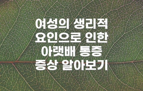 여성의 생리적 요인으로 인한 아랫배 통증 증상 알아보기