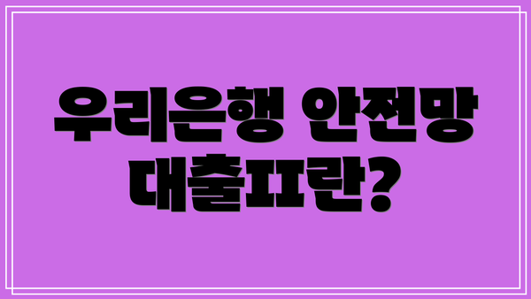 우리은행 안전망대출II란?