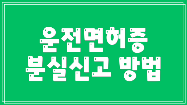운전면허증 분실신고 방법
