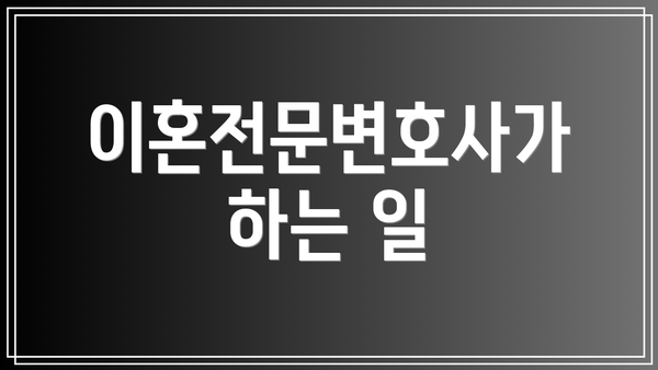 이혼전문변호사가 하는 일