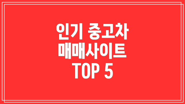 인기 중고차 매매사이트 TOP 5