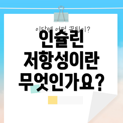 인슐린 저항성이란 무엇인가요?
