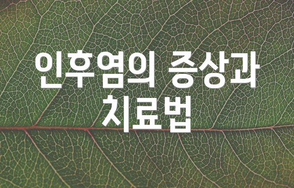 인후염의 증상과 치료법