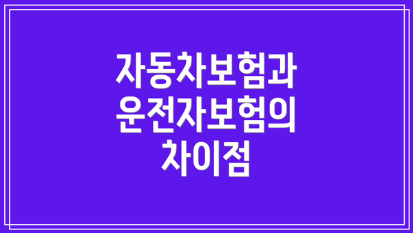 자동차보험과 운전자보험의 차이점