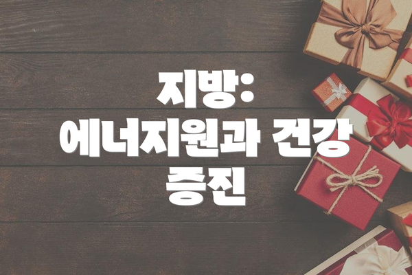 지방: 에너지원과 건강 증진