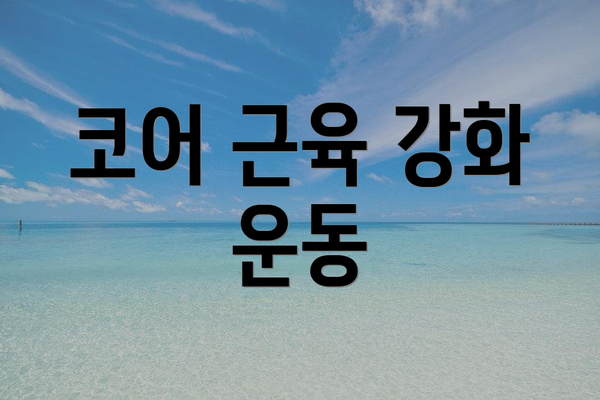 코어 근육 강화 운동