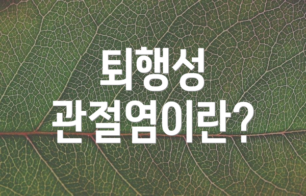 퇴행성 관절염이란?