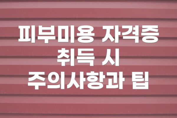 피부미용 자격증 취득 시 주의사항과 팁