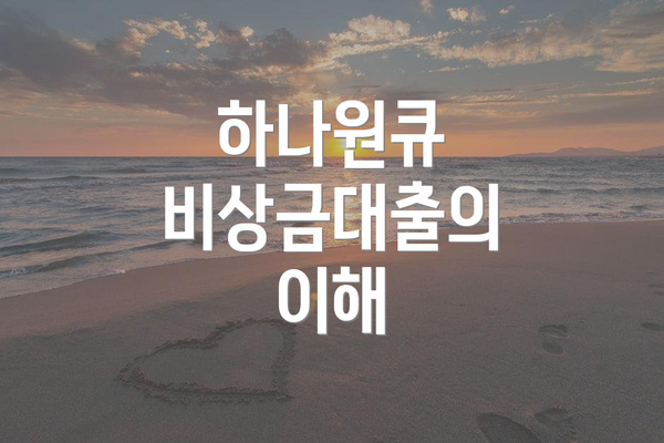 하나원큐 비상금대출의 이해