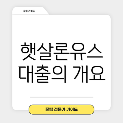 햇살론유스 대출의 개요