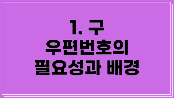 1. 구 우편번호의 필요성과 배경