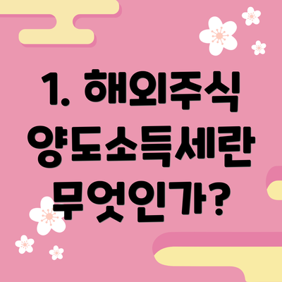 1. 해외주식 양도소득세란 무엇인가?