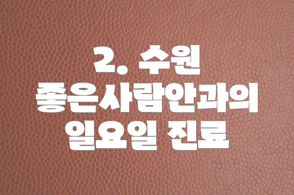2. 수원 좋은사람안과의 일요일 진료