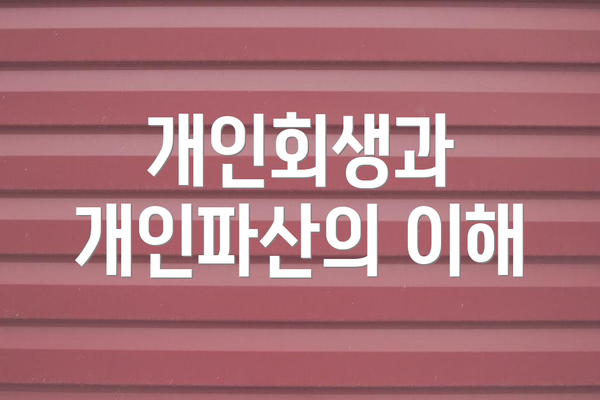 개인회생과 개인파산의 이해