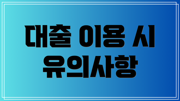 대출 이용 시 유의사항
