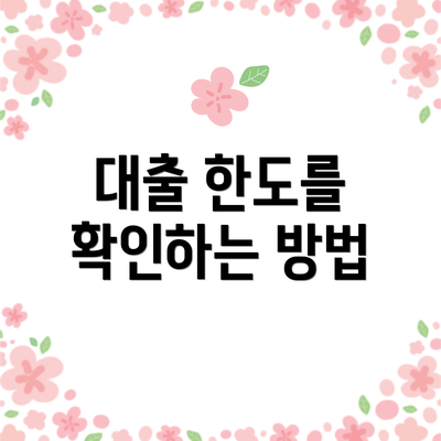 대출 한도를 확인하는 방법