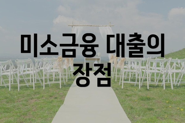 미소금융 대출의 장점