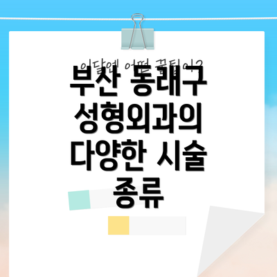 부산 동래구 성형외과의 다양한 시술 종류