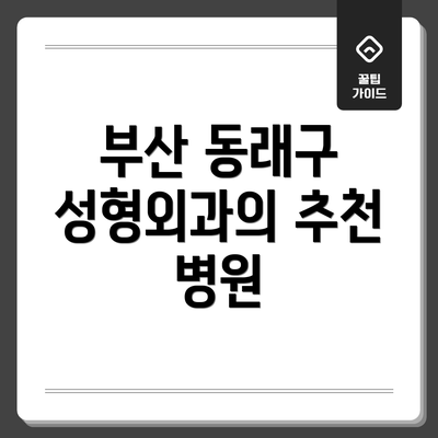 부산 동래구 성형외과의 추천 병원