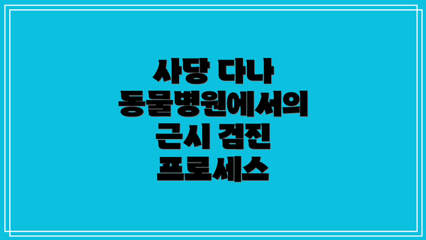 사당 다나 동물병원에서의 근시 검진 프로세스