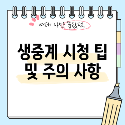 생중계 시청 팁 및 주의 사항