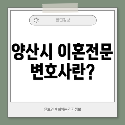 양산시 이혼전문변호사란?