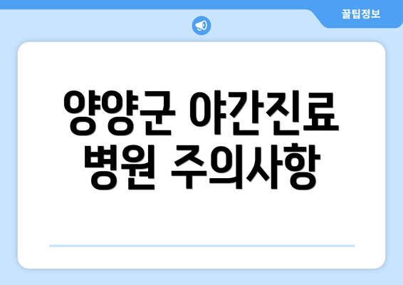 양양군 야간진료 병원 주의사항