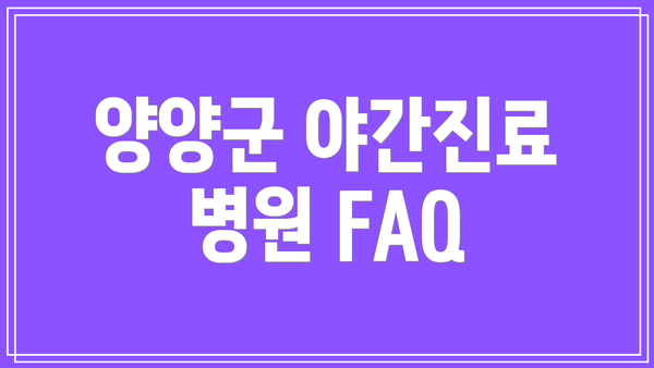 양양군 야간진료 병원 FAQ