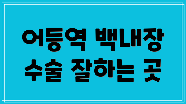 어등역 백내장 수술 잘하는 곳