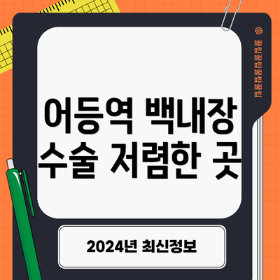어등역 백내장 수술 저렴한 곳