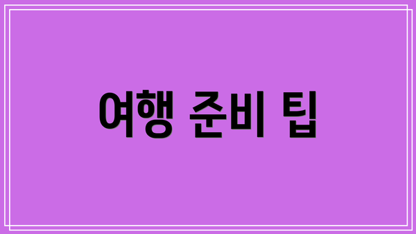 여행 준비 팁
