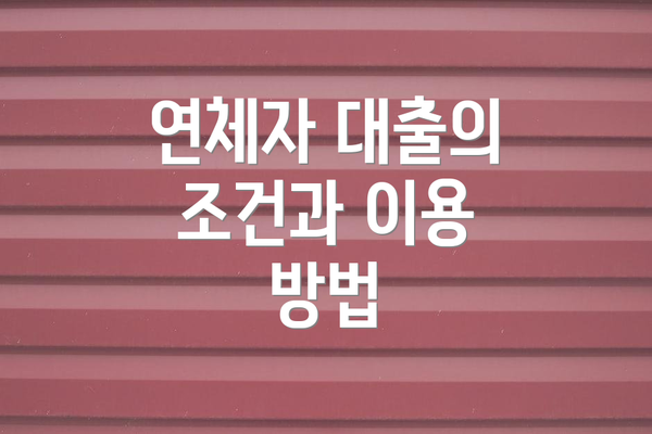 연체자 대출의 조건과 이용 방법
