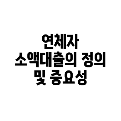 연체자 소액대출의 정의 및 중요성