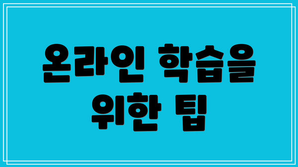 온라인 학습을 위한 팁