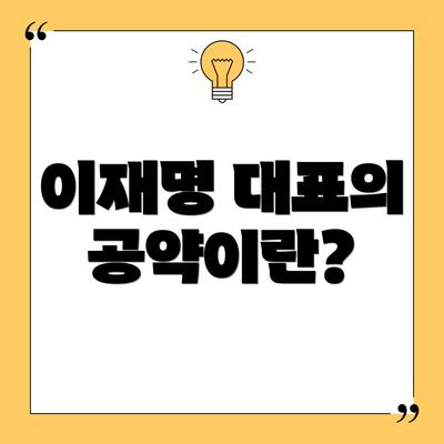 이재명 대표의 공약이란?