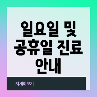일요일 및 공휴일 진료 안내