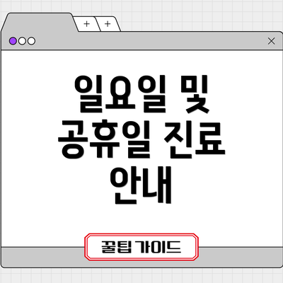 일요일 및 공휴일 진료 안내