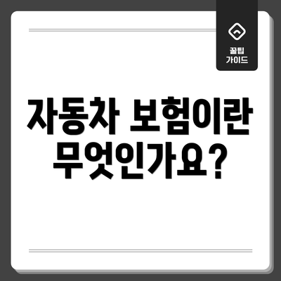 자동차 보험이란 무엇인가요?
