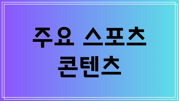 주요 스포츠 콘텐츠