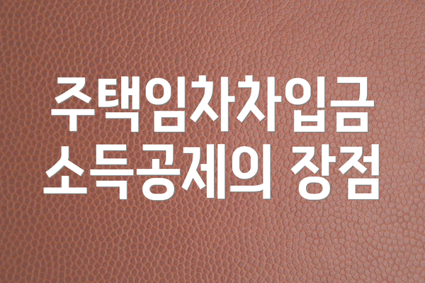 주택임차차입금 소득공제의 장점