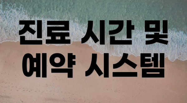 진료 시간 및 예약 시스템