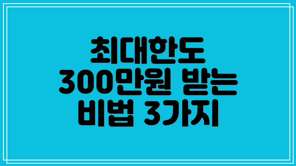 최대한도 300만원 받는 비법 3가지