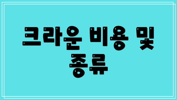 크라운 비용 및 종류